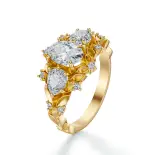 Złoty pierścionek liście żółte złoto SBPZ_029